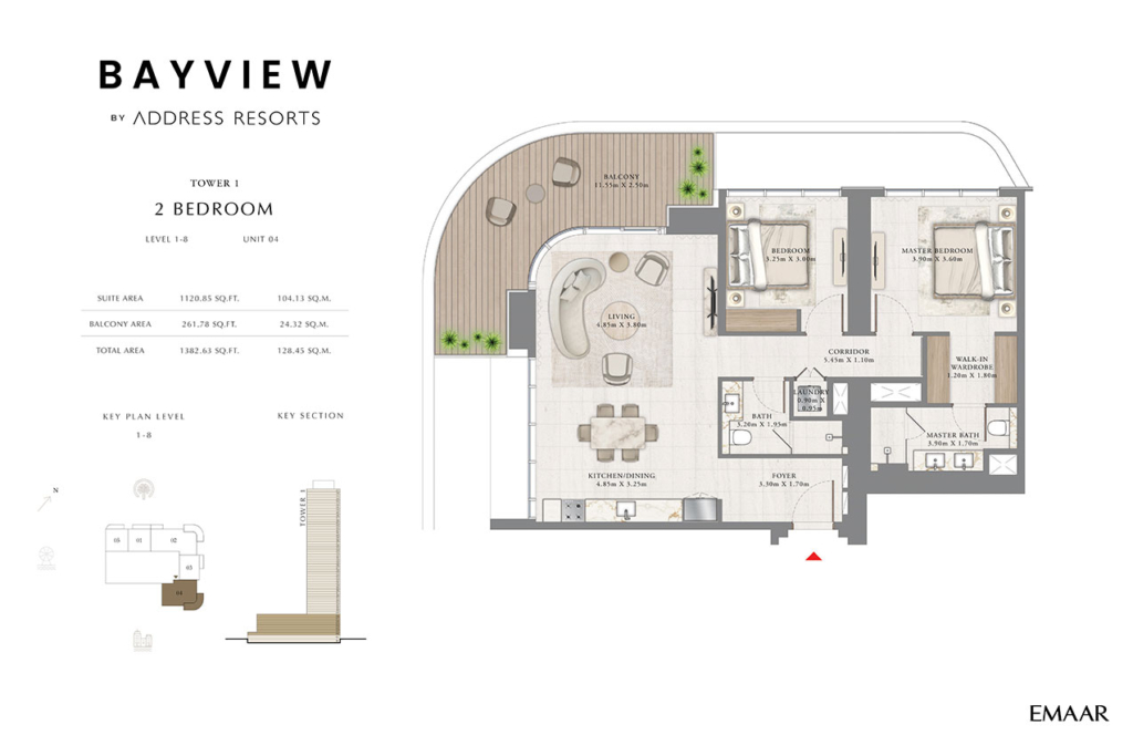 Bayview by Address Resorts  — 2BR floor plan