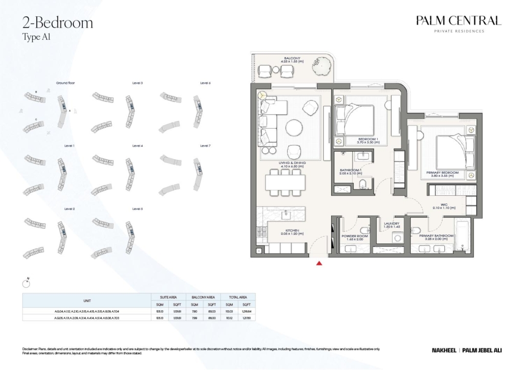 Palm Central Private Residences  — 2BR floor plan