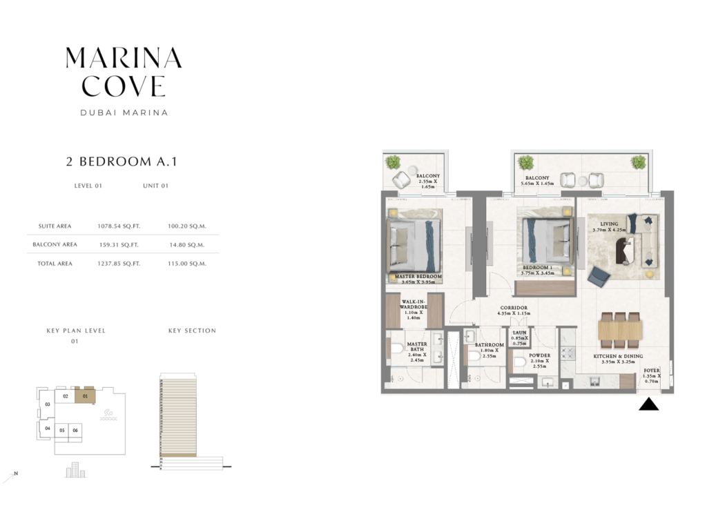 Marina Cove  — 2BR floor plan