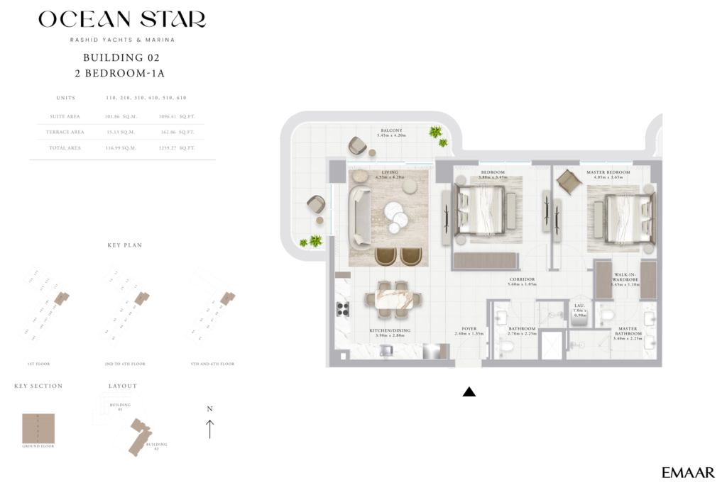 Ocean Star — 2BR floor plan