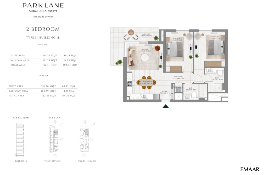 Park Lane – Interiors  — 2BR floor plan