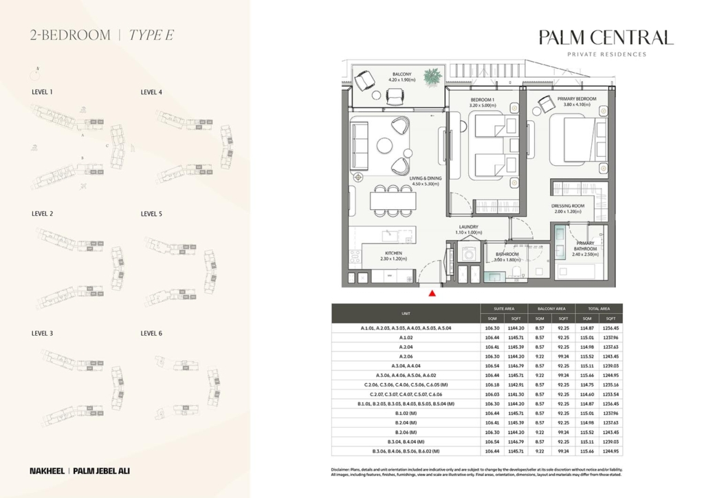 Palm Central Private Residences  — 2BR floor plan