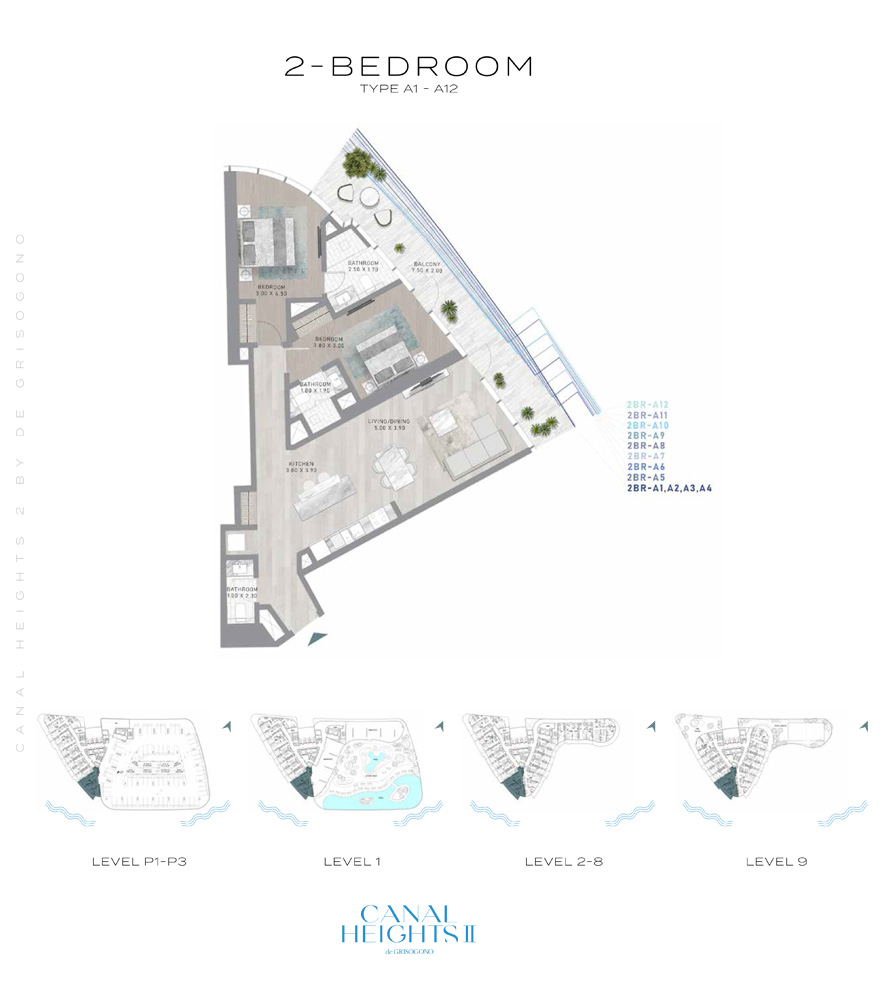 Canal Heights 2  — 2BR floor plan