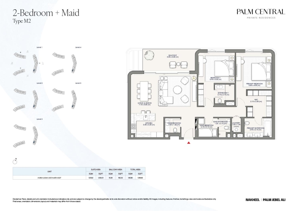 Palm Central Private Residences  — 2BR floor plan