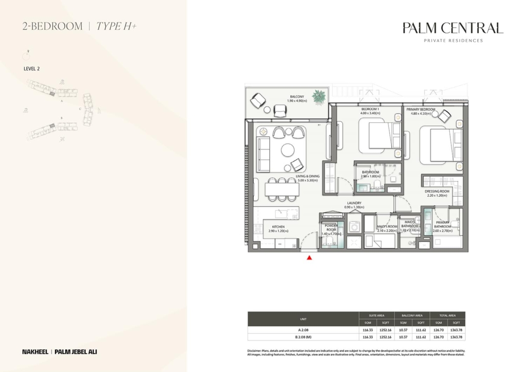Palm Central Private Residences  — 2BR floor plan