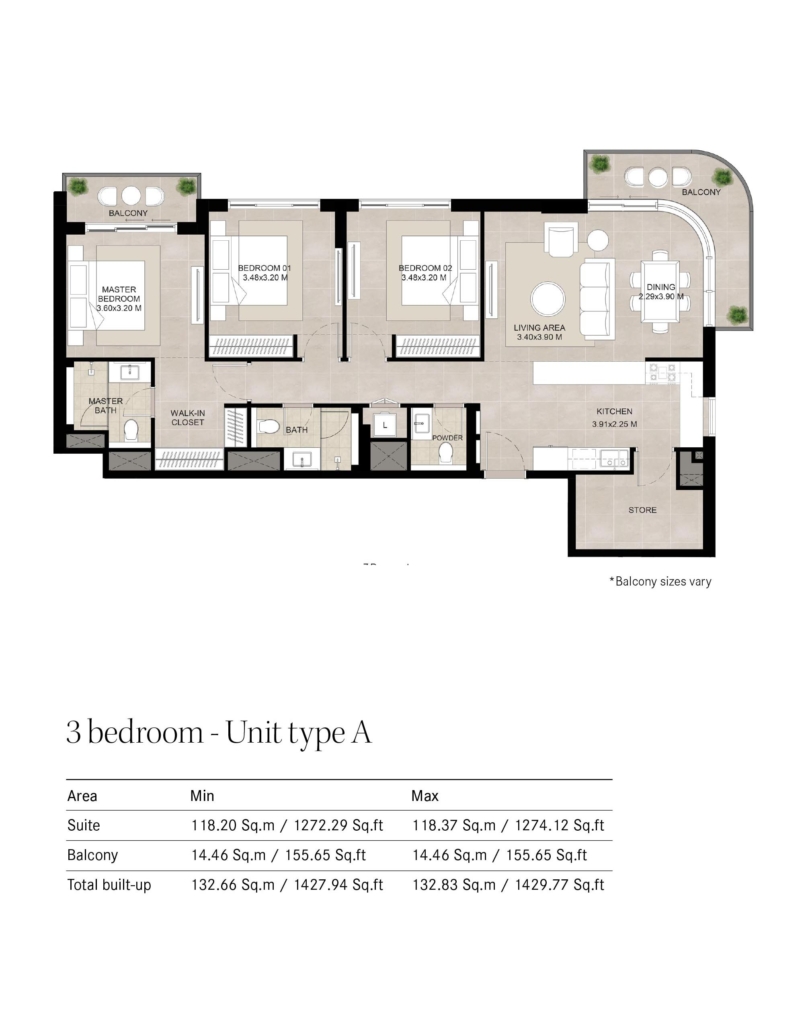The Baltimore — 3BR floor plan