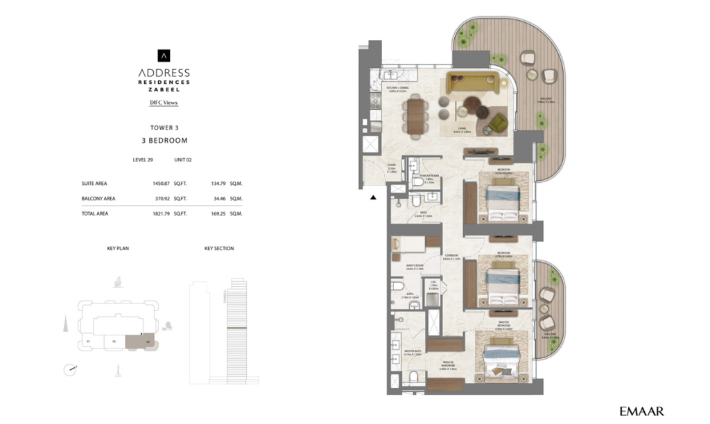 Address Residences Zabeel  — 3BR floor plan