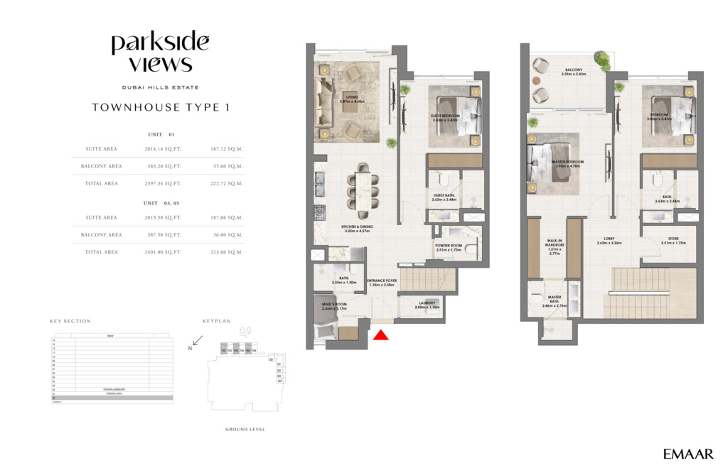 Parkside Views at Dubai Hills Estate — 3BR Townhouse floor plan