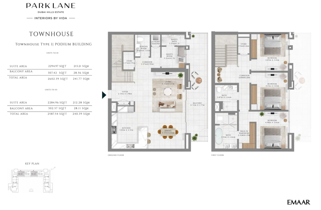 Park Lane – Interiors  — 3BR Townhouse floor plan