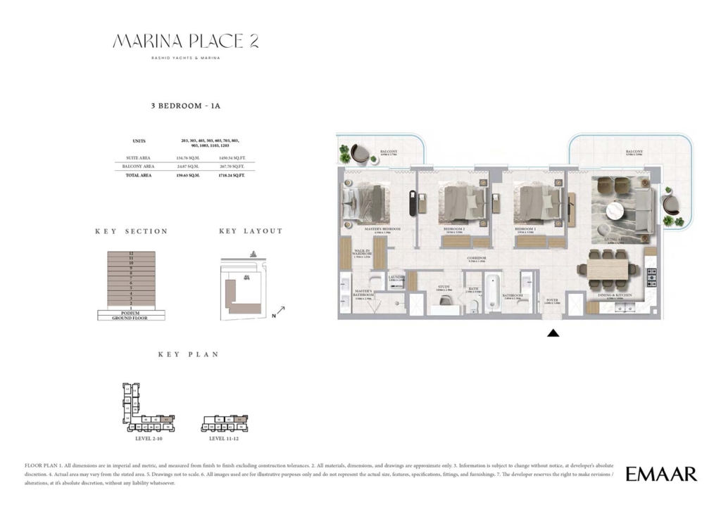 Marina Place Phase  — 3BR floor plan