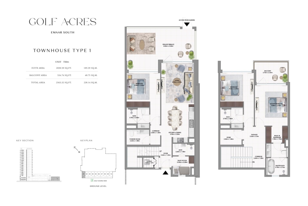 Golf Acres — 3BR Townhouse floor plan