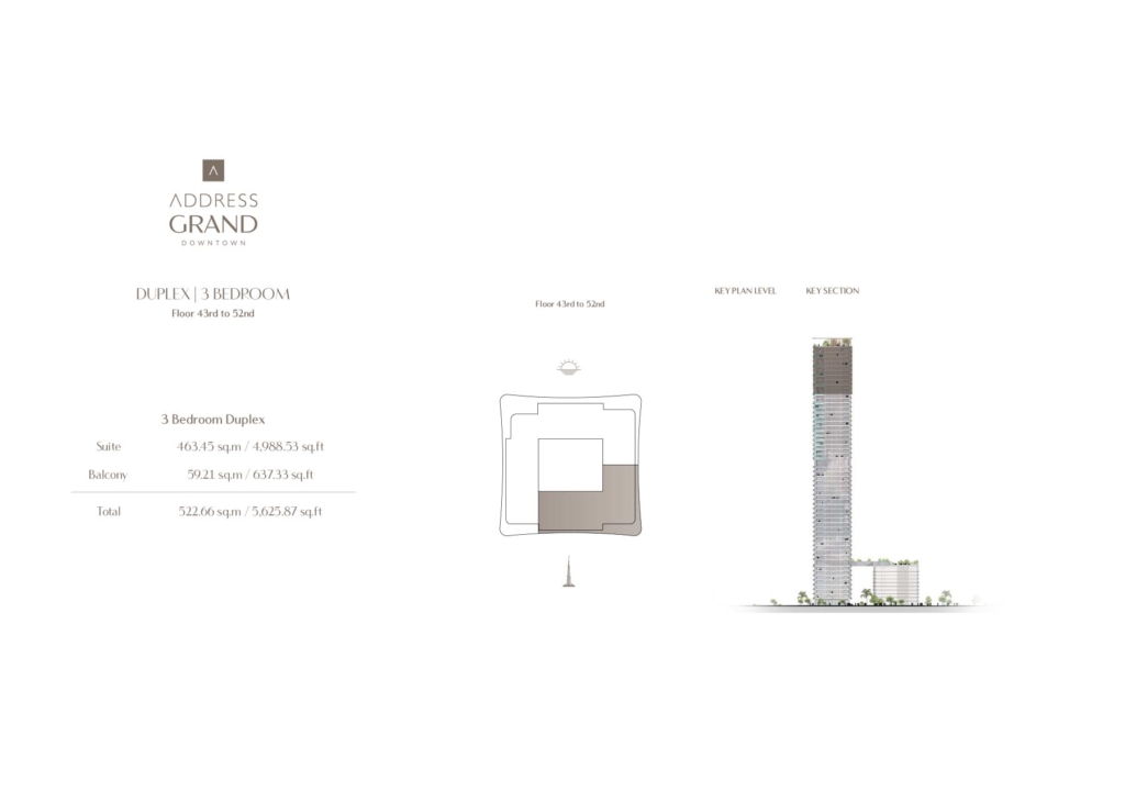 Address Grand Downtown — 3BR Duplex floor plan