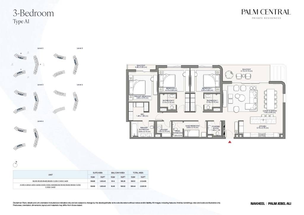 Palm Central Private Residences  — 3BR floor plan