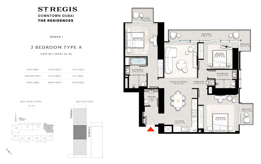 The St. Regis Residences — 3BR floor plan