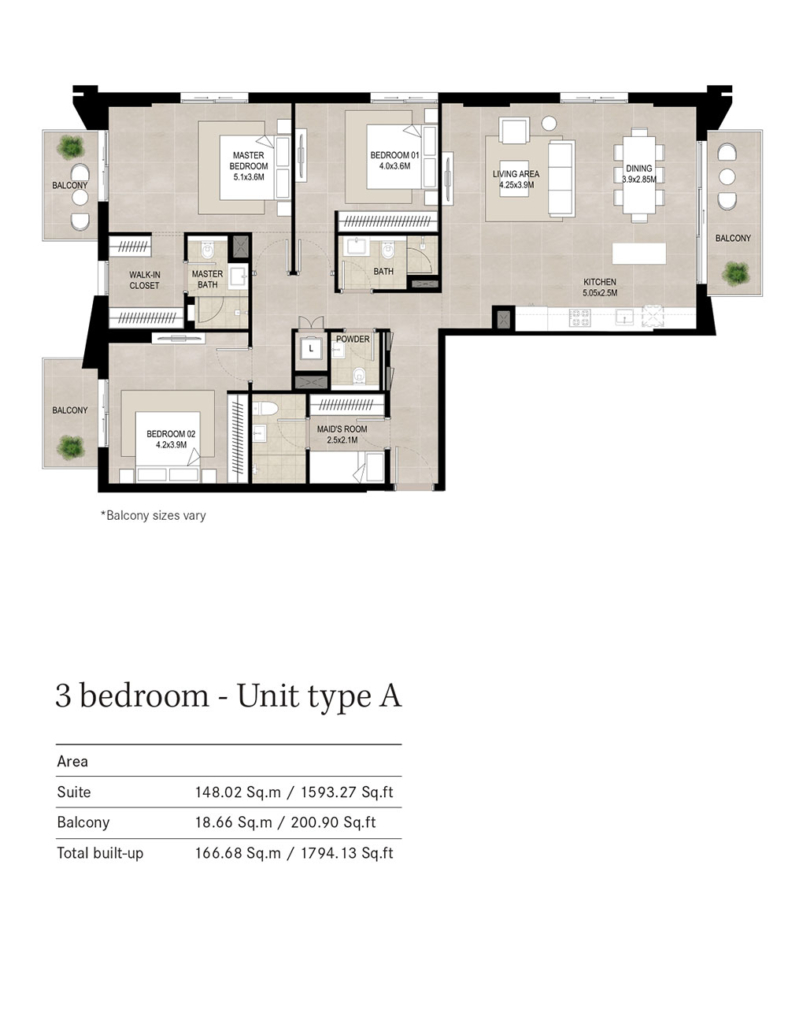 Hillcrest — 3BR floor plan