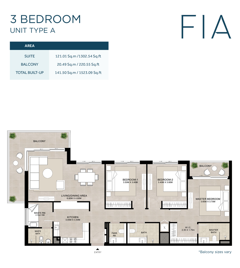 FIA — 3BR floor plan