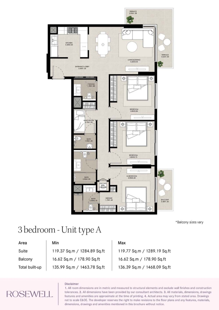 Rosewell — 3BR floor plan