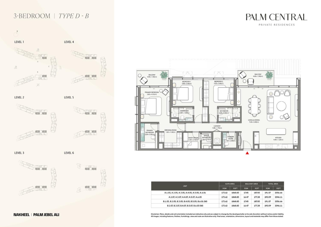 Palm Central Private Residences  — 3BR floor plan