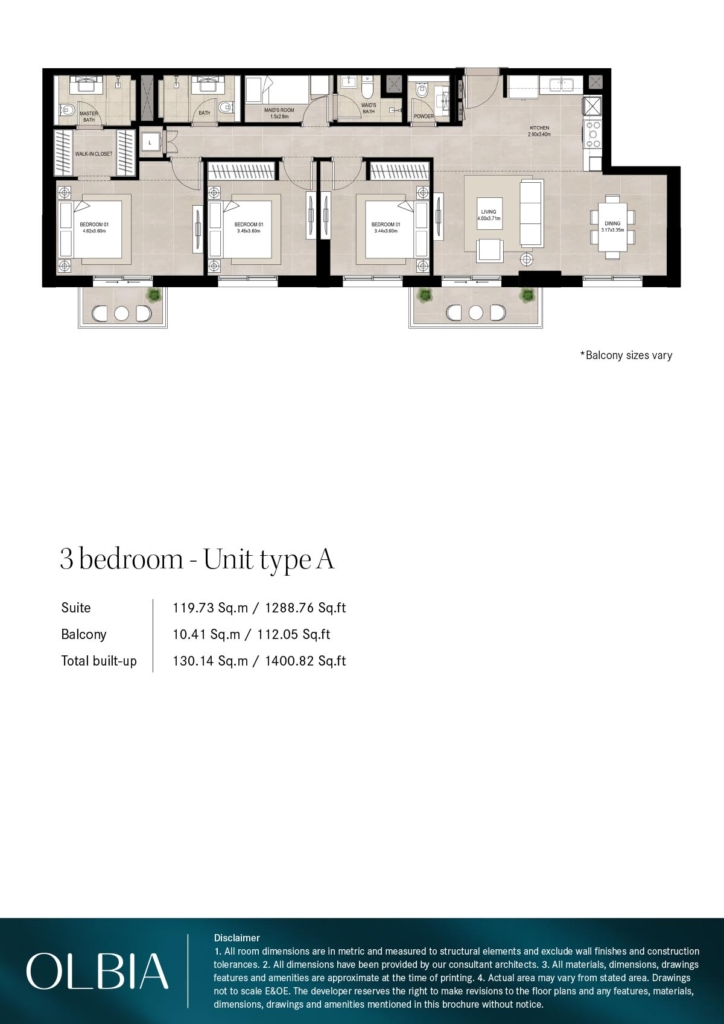 OLBIA — 3BR floor plan