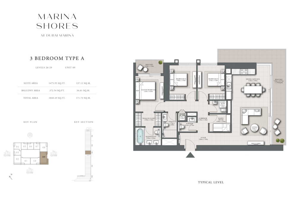Marina Shores by Emaar — 3BR floor plan