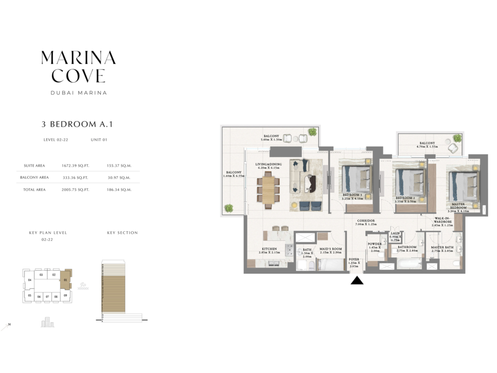 Marina Cove  — 3BR floor plan