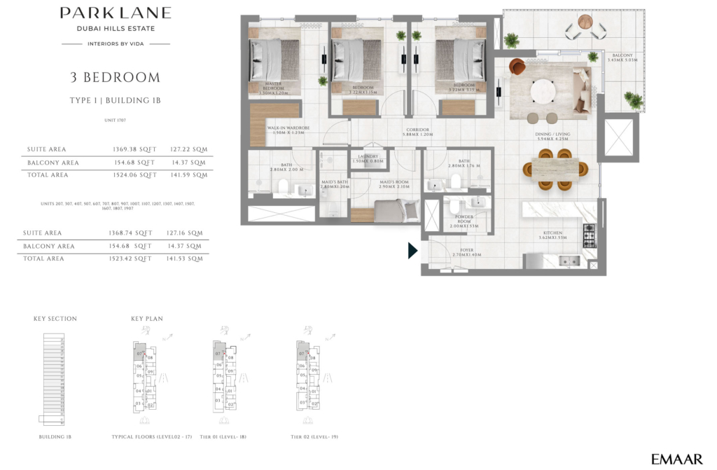 Park Lane – Interiors  — 3BR floor plan