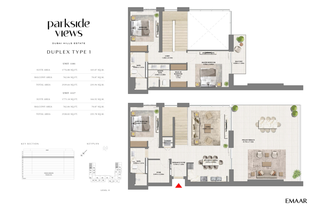 Parkside Views at Dubai Hills Estate — 3BR Duplex floor plan