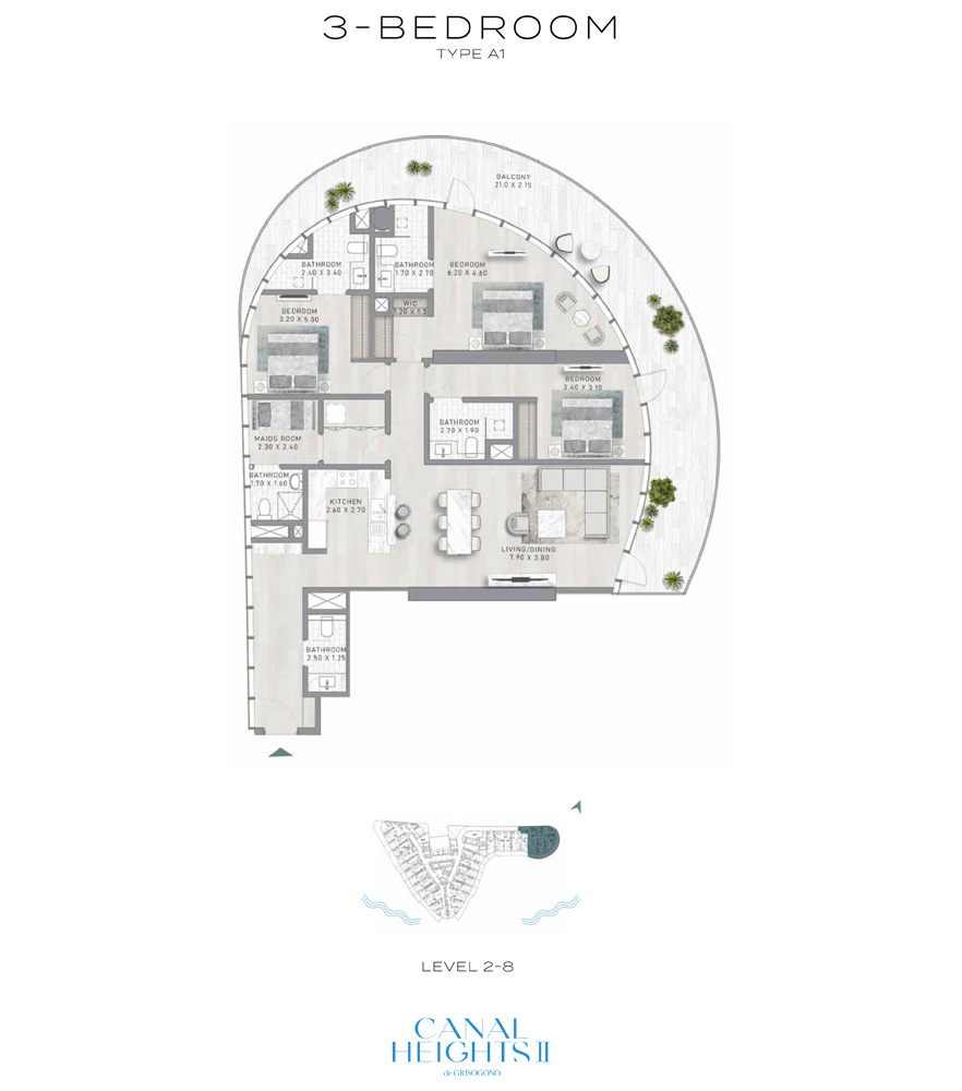 Canal Heights 2  — 3BR floor plan