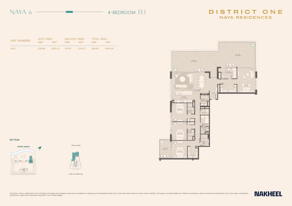 Naya 1 Residences at District One — 4BR floor plan