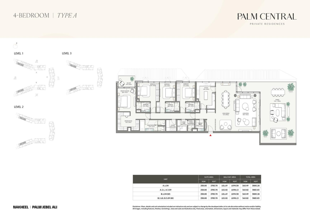 Palm Central Private Residences  — 4BR floor plan