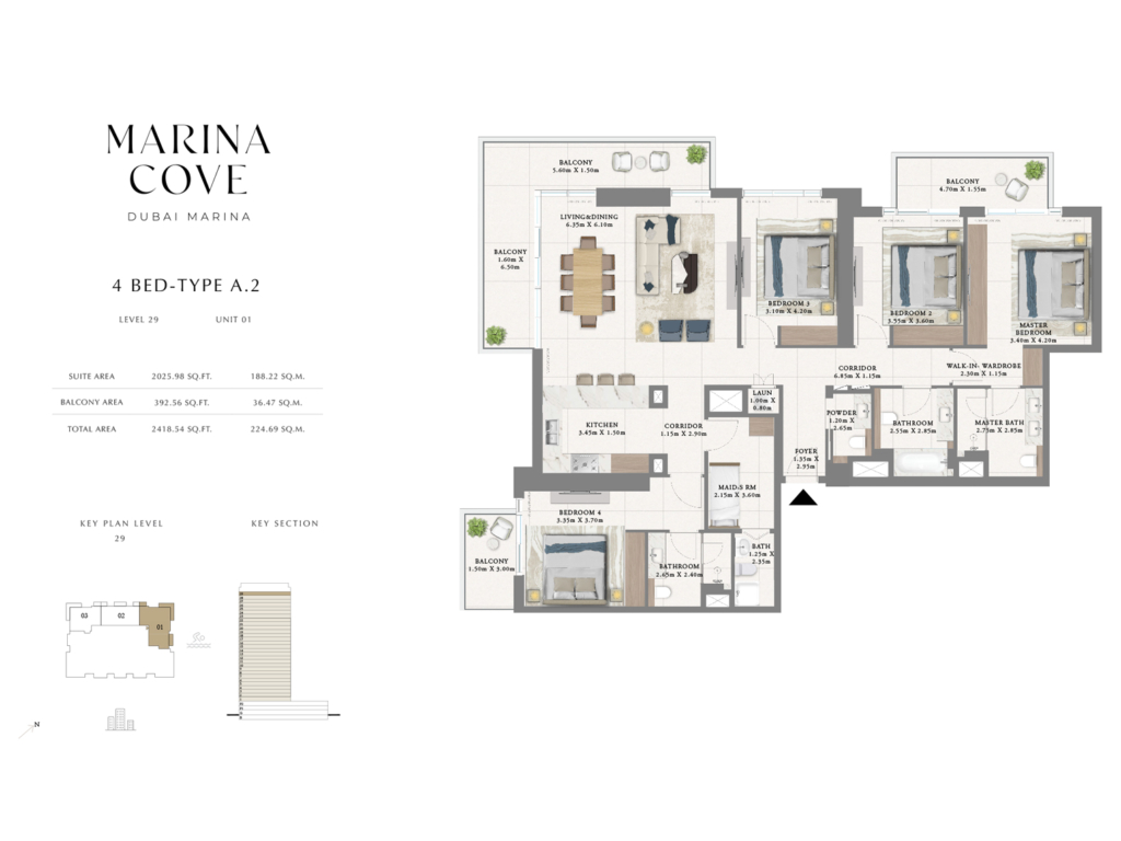 Marina Cove  — 4BR floor plan