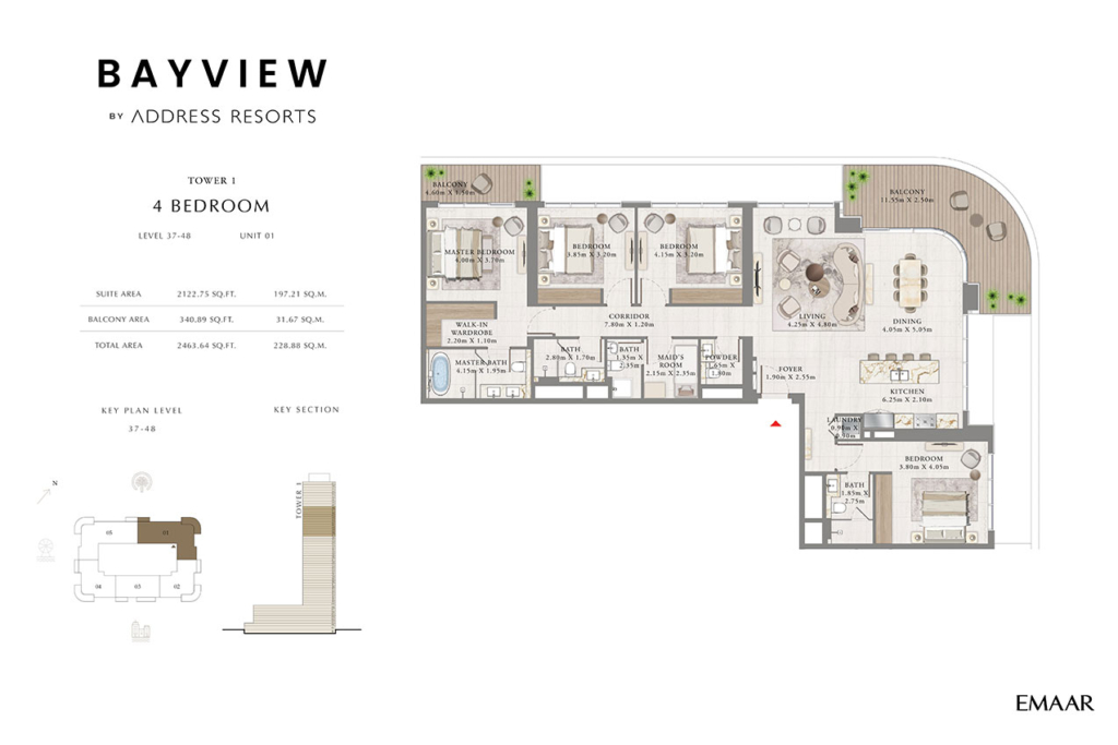 Bayview by Address Resorts  — 4BR floor plan