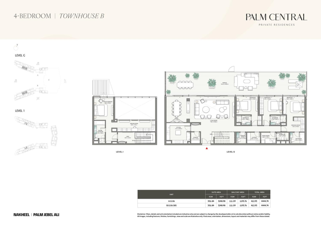 Palm Central Private Residences  — 4BR Townhouse floor plan