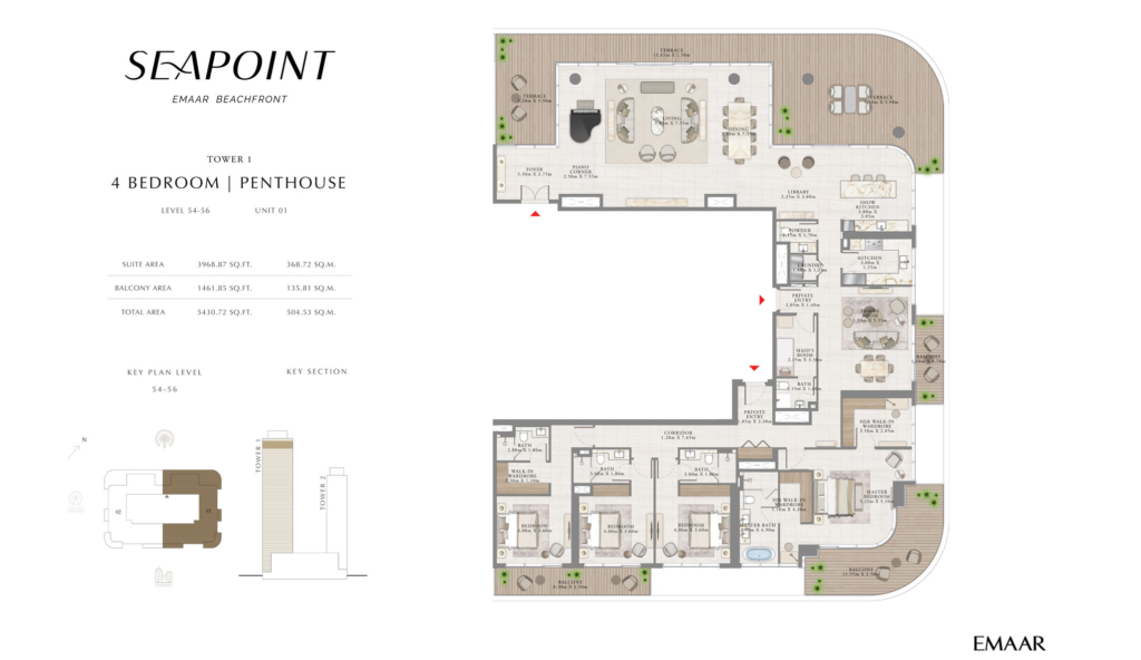 Seapoint — 4BR Penthouse floor plan