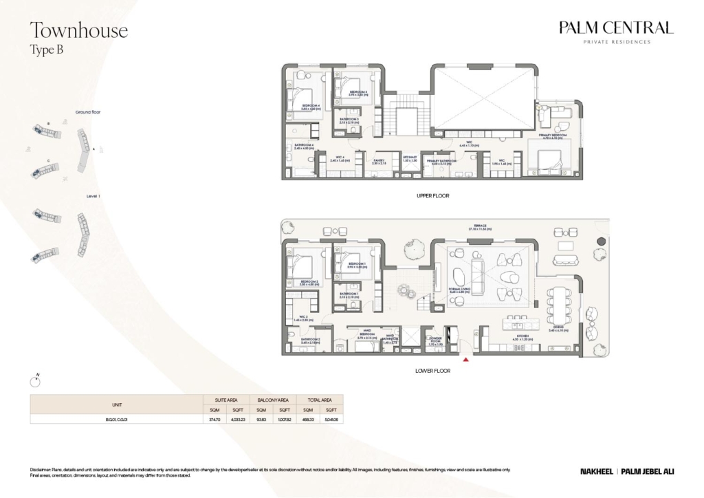 Palm Central Private Residences  — 5BR Townhouse floor plan