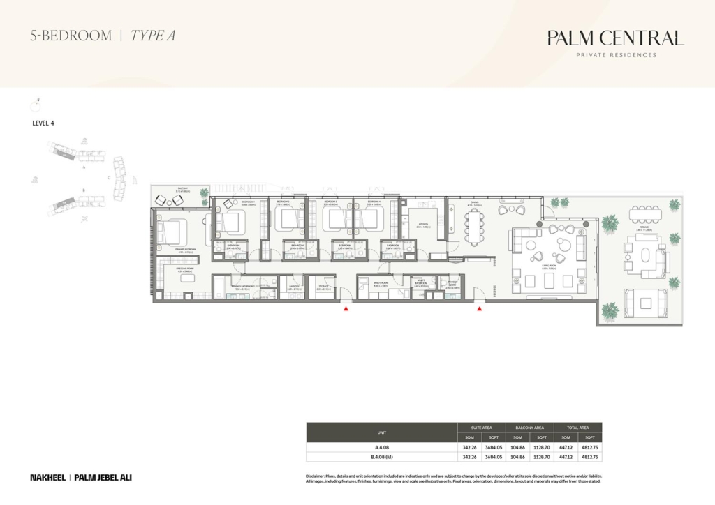 Palm Central Private Residences  — 5BR floor plan