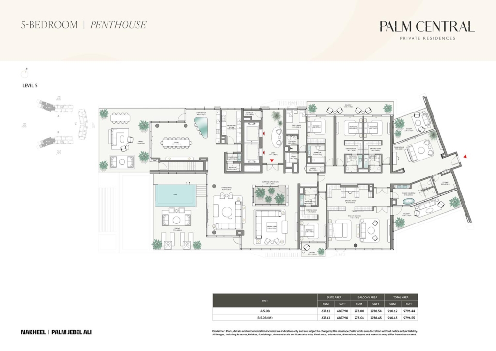Palm Central Private Residences  — 5BR Penthouse floor plan