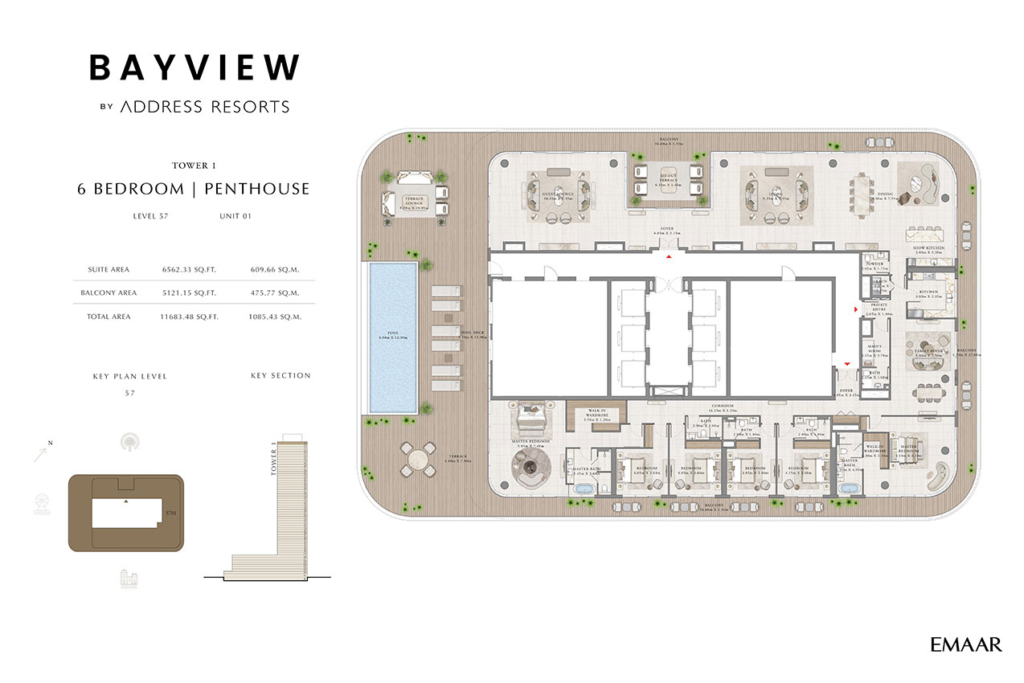 Bayview by Address Resorts  — 6BR Penthouse floor plan