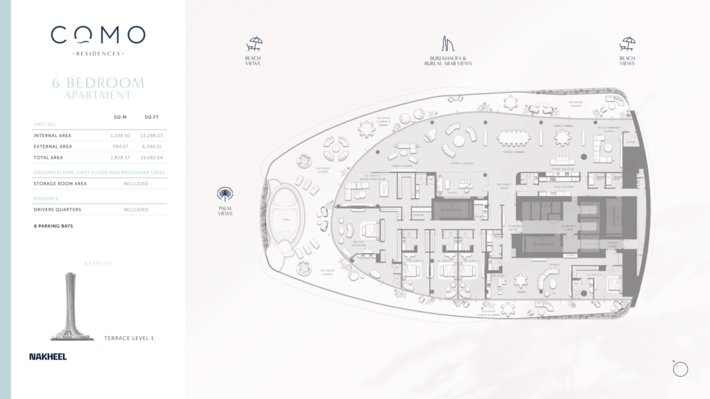 Como Residences  — 6BR floor plan