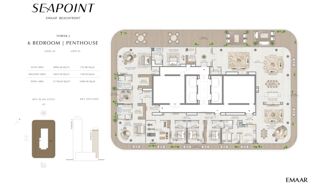 Seapoint — 6BR Penthouse floor plan