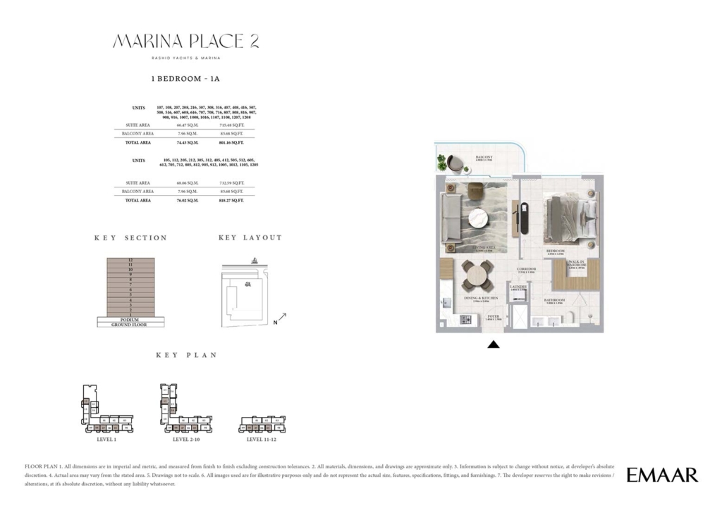 Marina Place Phase  — 1BR floor plan