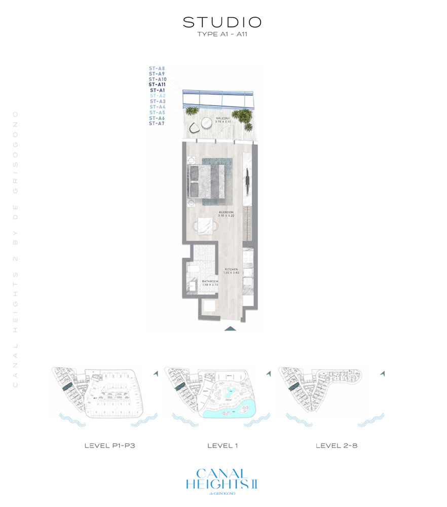 Canal Heights 2  — Studio floor plan