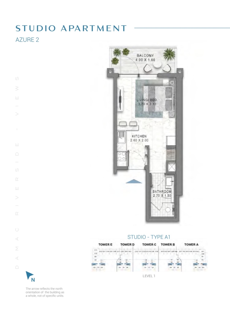 Riverside Views Azure 2 — Studio floor plan