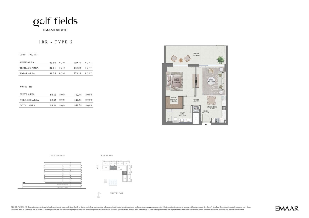 Golf Field  — 1BR floor plan