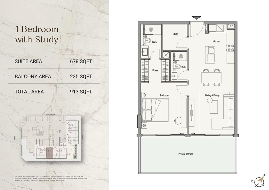 113 Residences  — 1BR floor plan