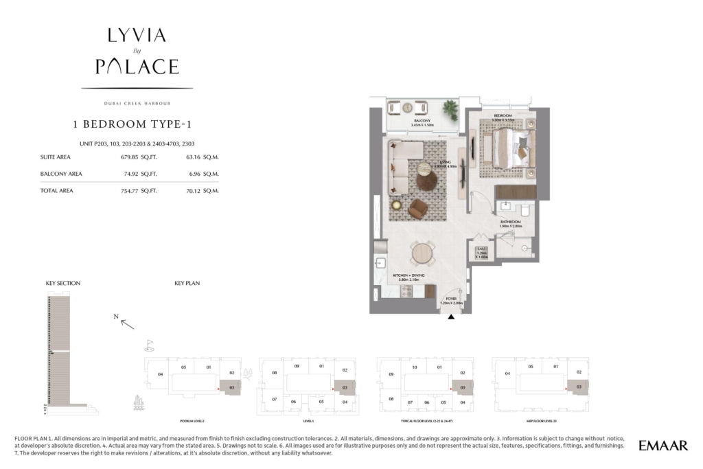 LYVIA BY PALACE — 1BR floor plan