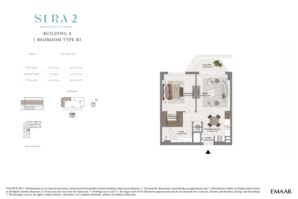 SERA 2 at Rashid Yachts & Marina — 1BR floor plan