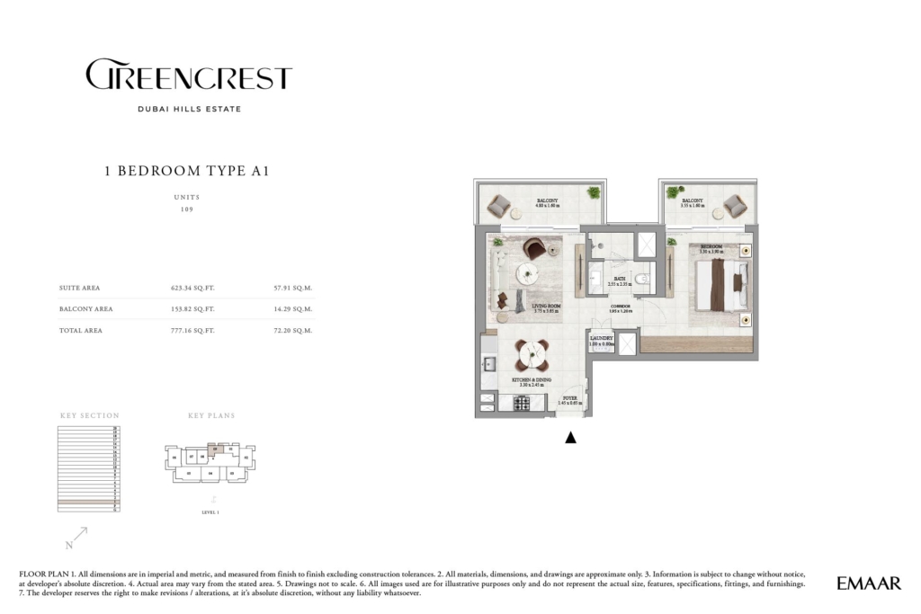 Greencrest  — 1BR floor plan