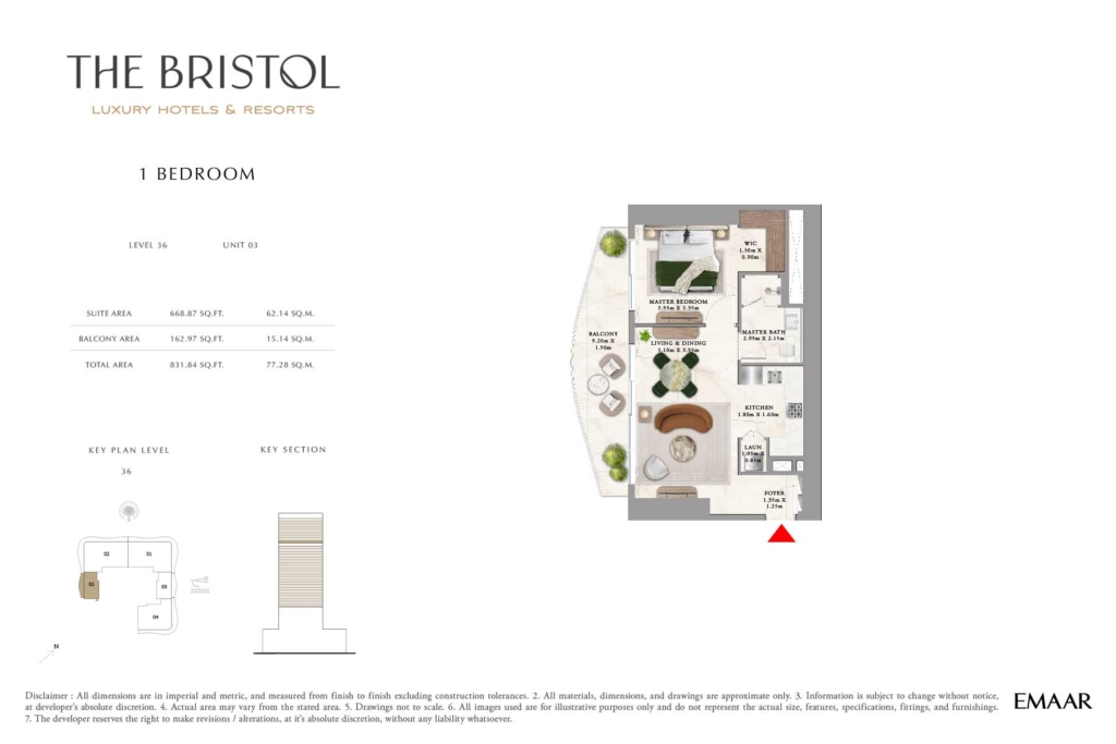 The Bristol Luxury Hotels & Resorts  — 1BR floor plan