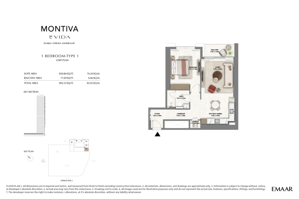 MONTIVA BY VIDA — 1BR floor plan